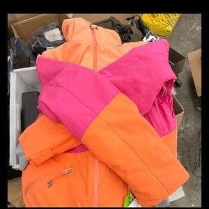 Obermeyer Kids Colorblock Pink and Orange Ski Jacket